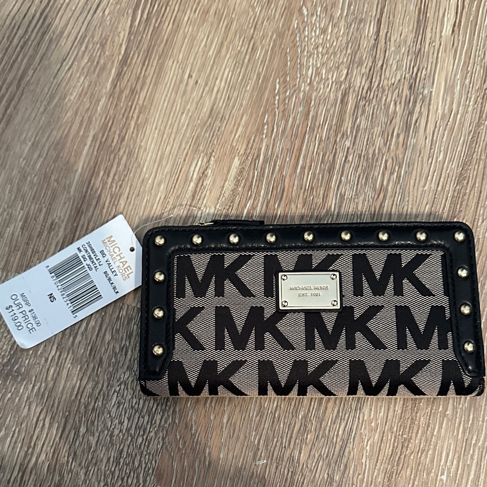 Michael Kors Black and Brown Logo Wallet